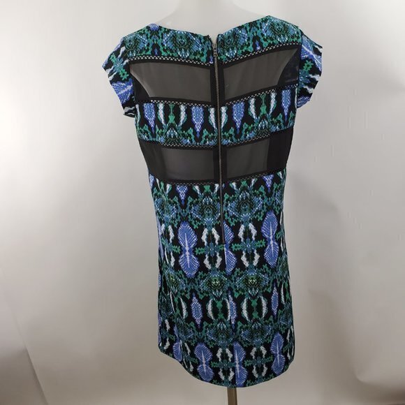 Sam Edelman Dress S Snake Print Blue Green Sheer A‎ - Picture 4 of 8